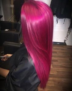 Dark Hot Pink Hair, Hot Pink Hair Aesthetic, Pink Hair Grunge, Raspberry Pink Hair, Berry Pink Hair, Neon Pink Hair, Dark Pink Hair, Bright Pink Hair, Magenta Hair