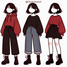 three girls with black and red sweaters are standing in front of the same person