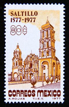 a postage stamp with an image of a church in the mexican city of san miguel