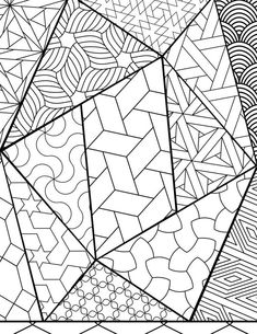 an abstract coloring page with lines and shapes