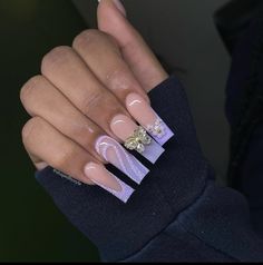 Nail Inspo Quince, Nail Inspo Graduation, Nail Inspo Hibiscus, Purple Nail Inspo Acrylic, Nail Inspo Acrylic, Pink Nail Inspo, Orange Acrylic Nails, Purple Acrylic Nails, Acrylic Nail Set