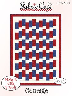 a red, white and blue quilt with the words'make it with 3 yards '