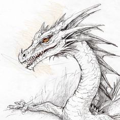 a drawing of a dragon sitting on the ground