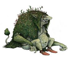 a drawing of a green creature sitting on the ground