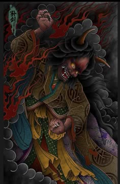 Japanese Woman Tattoo, Raijin Tattoo, Japanese Forearm Tattoo, Japanese Demon Tattoo, Japanese Leg Tattoo, Dragon Tattoo Drawing, Japanese Snake Tattoo, Samurai Tattoo Design, Demon Tattoo