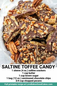 saltine toffe candy with pecans and chocolate