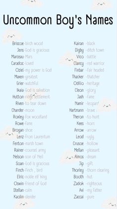 Kingdom Names With Meanings, Uncommon Names, Uncommon Boy Names, Baby Nicknames, Names Character, Kingdom Names, Exotic Baby Names, Boy Name Meanings, Fairy Names