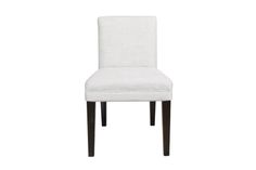 a white upholstered chair against a white background