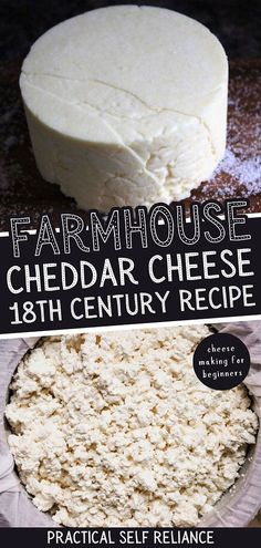 an advertisement for a cheese shop with the words, farmhouse cheddar cheese 18th century recipe