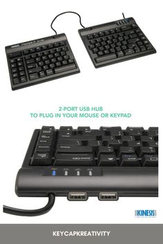 two - port usb hub to plug in your mouse or keyboard with 2 keycaps