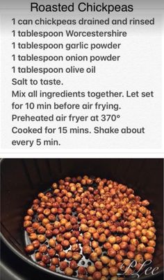 instructions for how to make roasted chickpeas in an air fryer