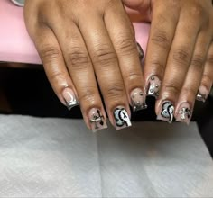 Short Duck Nails Acrylic Y2k Black, Black Junk Nails Duck, Duck Tip Acrylic Nails Y2k, Duckies Nails Y2k, Junky Duck Nail, Nail Tek, Girl Essentials, Nail Piercing, Brown Nails Design