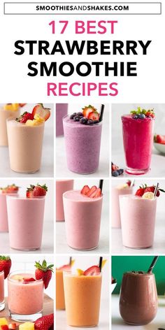 The Ultimate Weight Loss Smoothie Recipes Easy Fruit Smoothie Recipes Simple, Strawberry Smoothie Ideas, Best Strawberry Smoothie Recipe, Easy Smoothie Recipes Strawberry, Sweet Smoothie Recipes, Fruit Shakes Recipes, Dessert Smoothies, Delicious Strawberry Smoothie, Fruit Shake