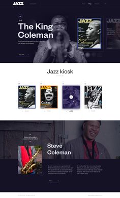 the website page for jazz king coleman