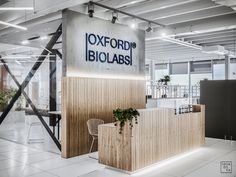 an office with a large sign that says oxford biolabs