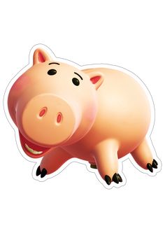 a pig sticker sitting on top of a white surface