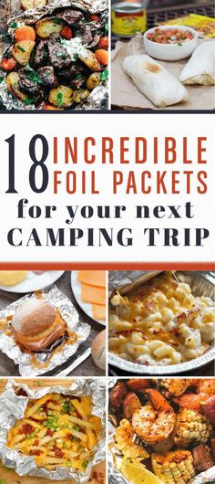 the cover of an outdoor camping trip with pictures of food on it and text that reads,