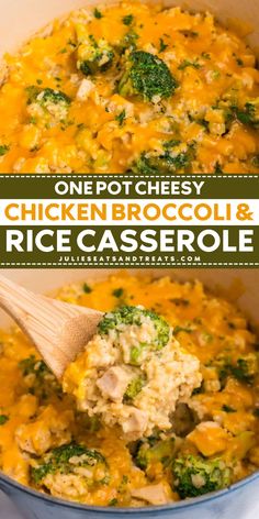 Here's an easy winter comfort food idea! This One Pot Cheesy Chicken Broccoli and Rice Casserole recipe is the perfect cozy winter dinner. Made with simple ingredients packed with protein, veggies, and a carb. Pin this hearty and creamy dish! Cheesy Chicken Broccoli, Rice Casserole Recipes, Broccoli Rice, Winter Dinner, Rice Casserole, Cheesy Chicken, Comfort Food Recipes, One Pot