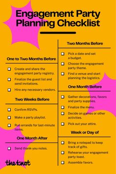 the engagement party planning checklist for two months before and after it's gone