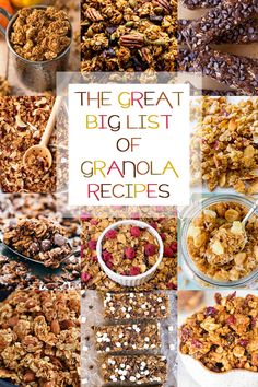 A collage of granola recipes. Granola Bar Recipes, Paleo Granola Recipe, Easy Granola Recipe, Cake Pizza, Easy Granola, Granola Recipe Bars