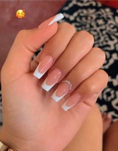 Acrylic Nails Designs, Fake Nails Designs, Cute Simple Nails, Simple Gel Nails, Girly Acrylic Nails, French Tip Acrylic Nails, French Acrylic Nails, Short Acrylic