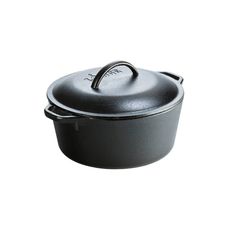 a black pot with a handle on it's side and the lid closed up