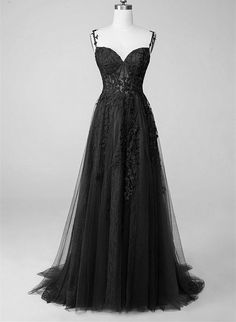 Prom Dress Black, Evening Dresses Uk, Black Formal Dress, A Line Prom Dress, A Line Evening Dress, Tulle Evening Dress, Black Dress Formal, Black Prom Dress, Prom Dress Inspiration