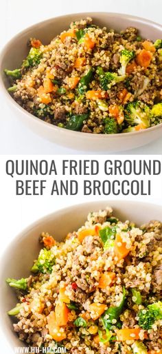 this quinoa fried ground beef and broccoli salad is the perfect side dish