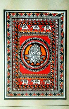 Madhubani Madhubani Paintings Traditional, Pichwai Paintings, Ganesh Art, Folk Design