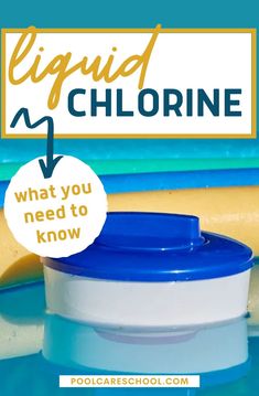 a blue and white bowl with the words liquid chlorne on it next to bananas