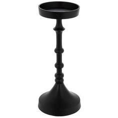 a black candle holder on a white background