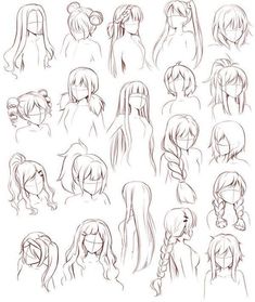 some sketches of different hairs and hair styles