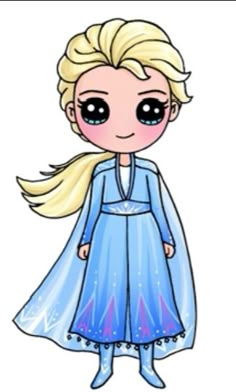 an image of a cartoon character with long blonde hair wearing a blue dress and big eyes