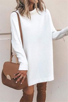 This Christmas wear as you wish Material 60% cotton, 40% Polyester Casual Knit Dress, Oversize Pullover, Pull Oversize, Oversized Turtleneck Sweater, Long Sleeve Sweater Dress, Knitwear Dress, Winter Mode, Vestido Casual, Knit Sweater Dress