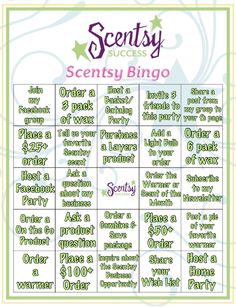 a game board with words and pictures on it that says,'scenty success '