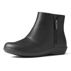 PRICES MAY VARY. Chic Comfort Ankle Boots: Achieve a cool and chic looking with these short boots, suitable for any occasion. These must-have wardrobe staples feature synthetic leather upper, textile lining, and cushioned insole to ensure you all-day comfort Easy to Wear: The side zipper closure ensures quick and hassle-free wear, while the additional decorative zippers elevate the overall style, making a bold fashion statement no matter where your journey takes you Ultimate Comfort: Slide into Womens Black Ankle Boots Flat, Black Mid-calf Boots With Padded Ankle For Work, Breathable Black Low-top Waterproof Boots, Womens Flat Boots, Black Mid-calf Flat Heel Boots For Winter, Flat Boots For Women, Black Zipper Closure Mid-calf Boots For Work, Outsole Design, Womens Boots Flat