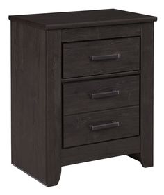 the night stand has three drawers and two doors on each side, with one drawer open