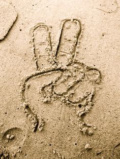 the peace sign is drawn in the sand