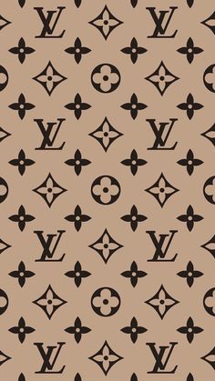 the louis vuitton pattern is shown in black and tan colors on a beige background