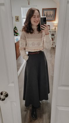 Use my code ABIGAIL15 for 15% off of this beautiful wool skirt Wool Skirt Long, Winter Dress And Skirt Outfits, Dark Academia Fashion Skirt, Ankle Skirt Outfit, Knock Knees Fashion Outfits, Long Wool Skirt Outfit, Fall Winter Outfits Work Office Wear, Girly Casual Outfits, Wool Skirt Outfit Winter