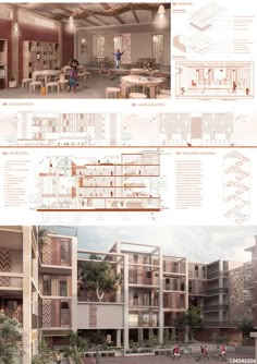 an architectural drawing shows the inside and outside of a building