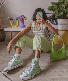 Green And Purple Outfit, Pastel Outfits Aesthetic, Colorful Aesthetic Outfits, Outfits Pastel, Minga London, Pastel Outfit, Pastel Fashion, Purple Outfits, Green Fits