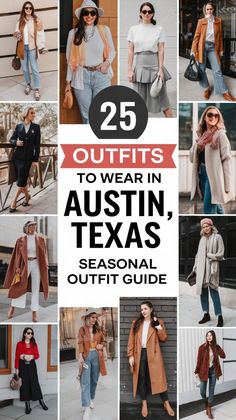 Check out this article if you need stylish outfit ideas for exploring Austin, Texas, in any season. These looks blend comfort and fashion for your city adventures. Save this pin and plan your wardrobe for your Texas trip! Austin Outfits, Texas Trip