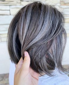 Dark Short Hair, Brown Hair With Silver Highlights, Short Dark Hair, Gray Hair Growing Out, Natural Gray Hair, Transition To Gray Hair