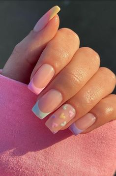 Nail Ideas No Tips, Pookie Nails, Pastel Nails Designs, Colorful Nails