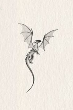 a drawing of a dragon flying in the sky