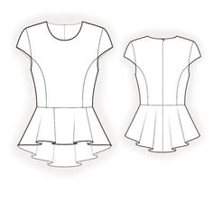 the front and back view of a women's peple top with flared hems