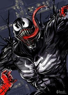 a drawing of a spider - man with his mouth open and hands in the air