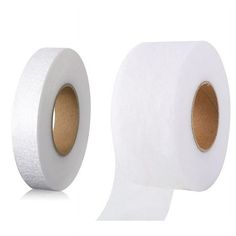 two rolls of white toilet paper sitting next to each other