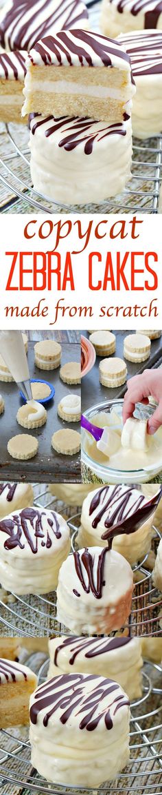 several different types of zebra cakes on cooling racks